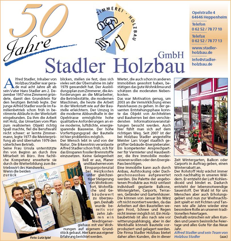 Zeitungsartikel Holzbau Stadler